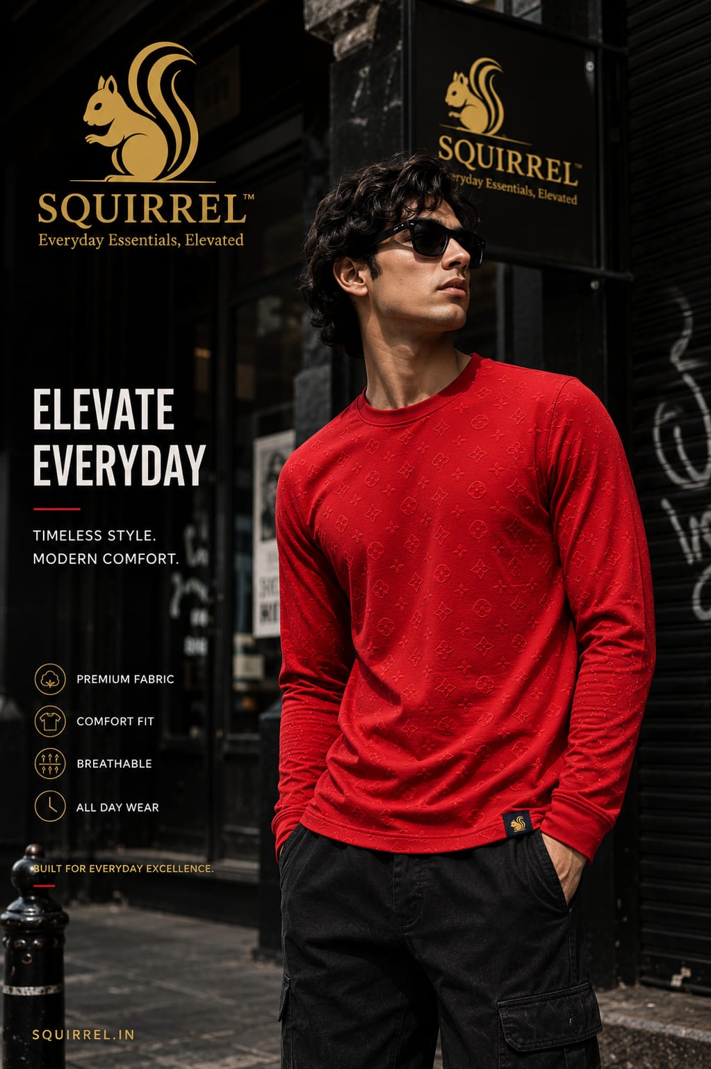 Classic Fit Red Colour Premium Tee
