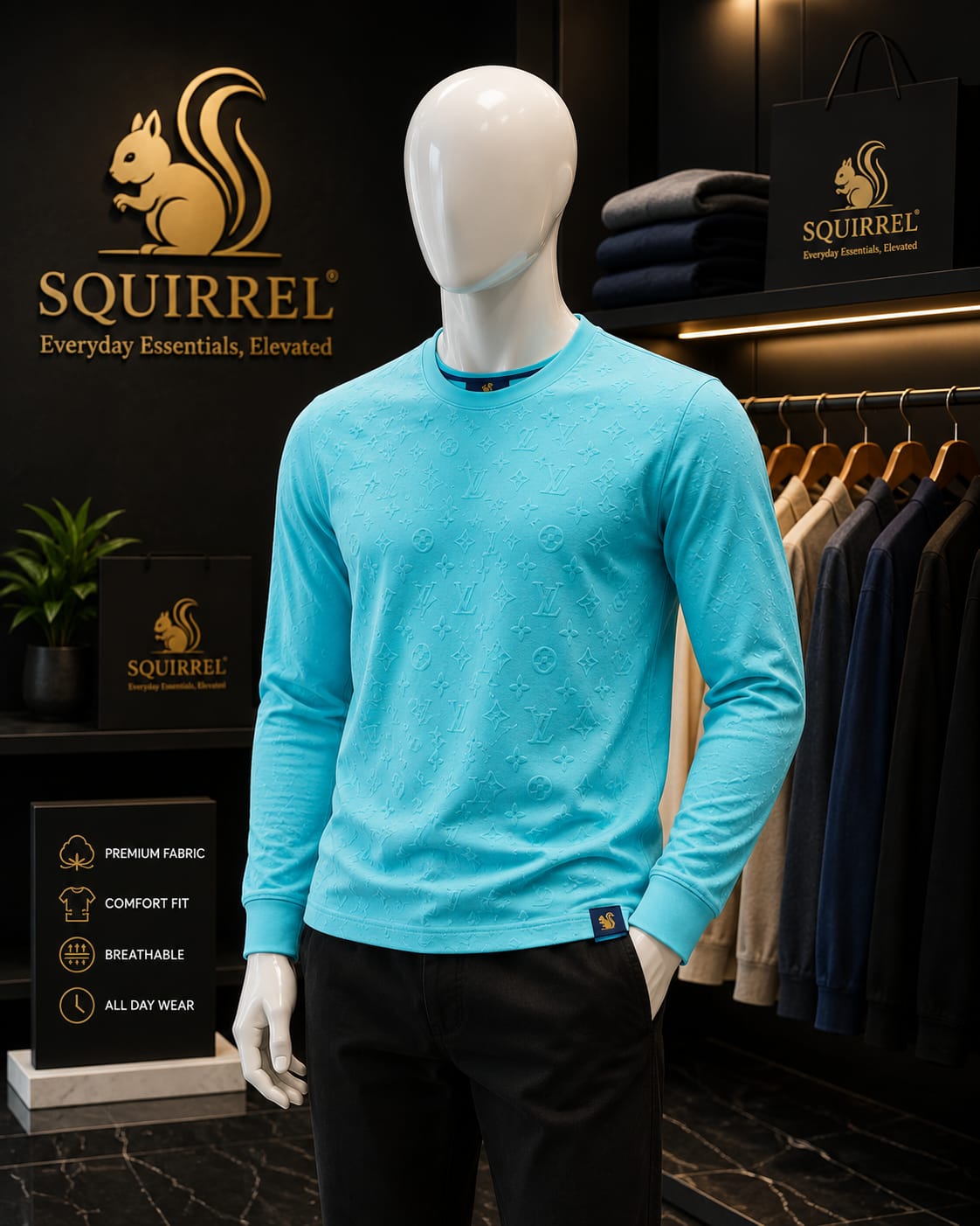 Classy Clean Fit Aqua Blue T-Shirt For Men And Kids