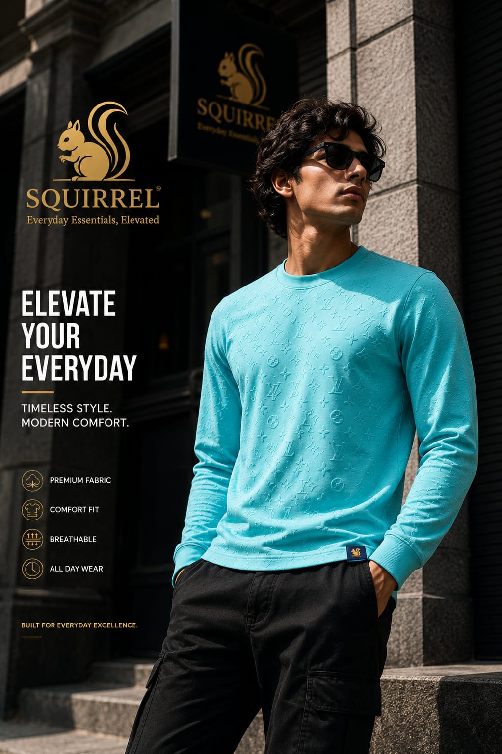 Classy Clean Fit Aqua Blue T-Shirt For Men And Kids