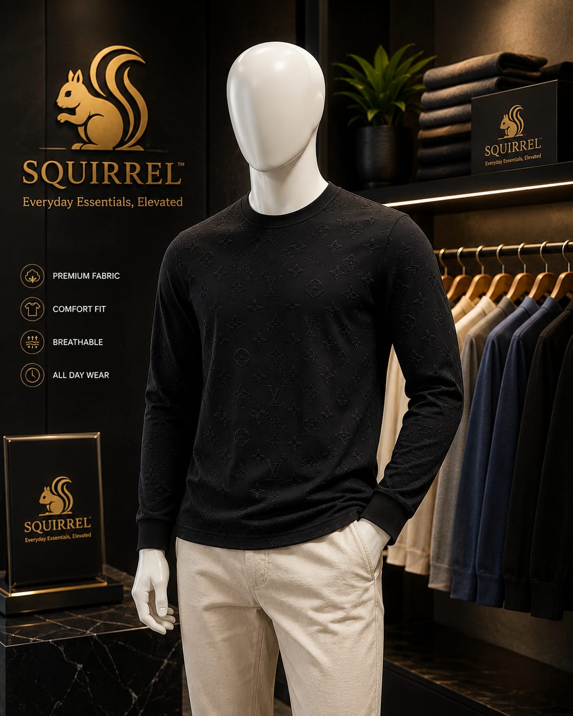 Premium  Iconic Essential Black Tee For Men And Kids