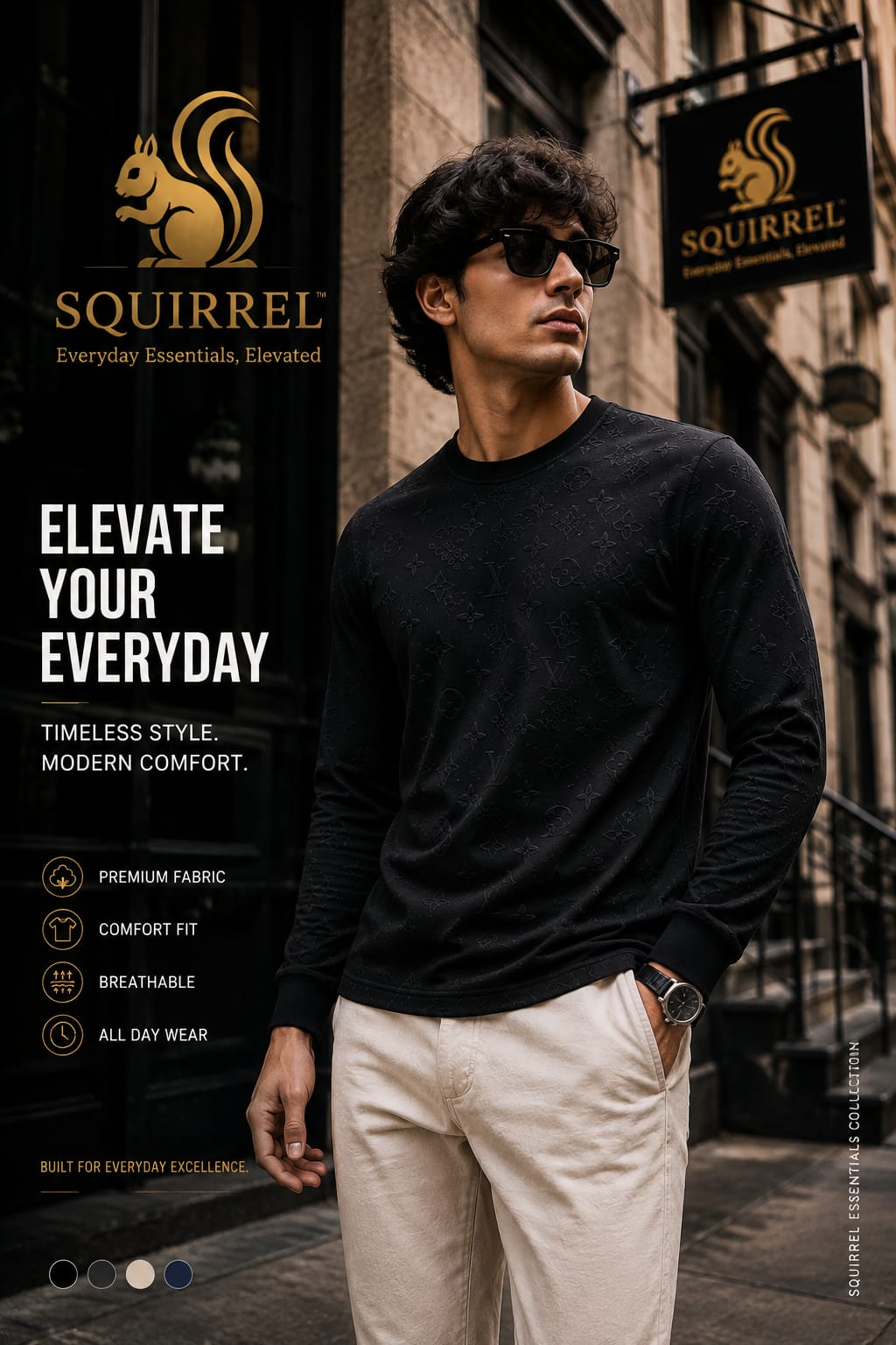 Premium  Iconic Essential Black Tee For Men And Kids