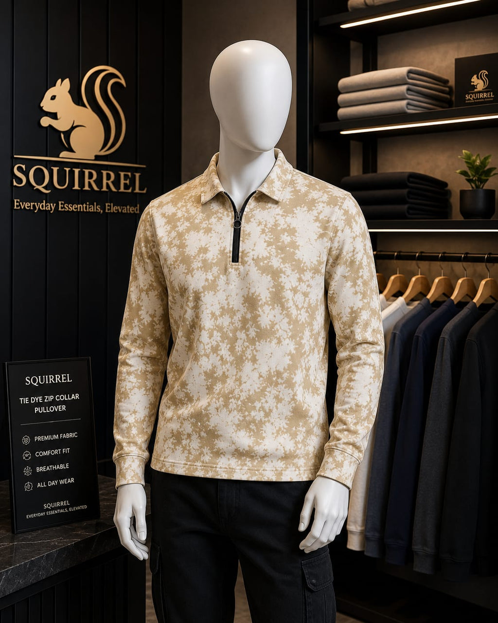 SQUIRREL Daily Wear Beige T-Shirt For Men And Kids