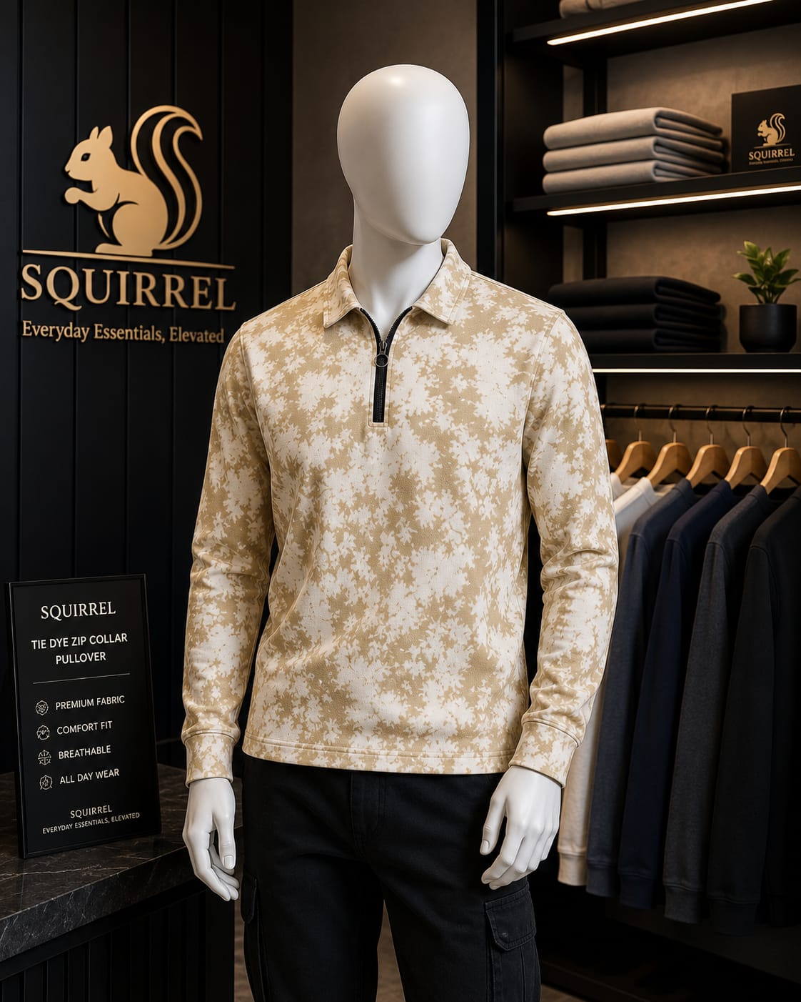 SQUIRREL Daily Wear Beige T-Shirt For Men And Kids