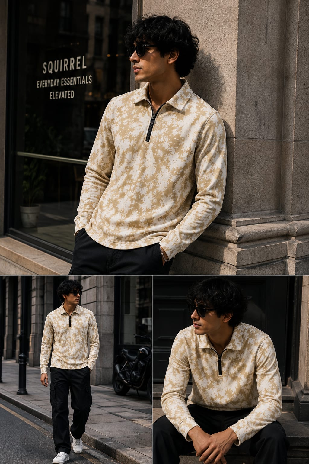 SQUIRREL Daily Wear Beige T-Shirt For Men And Kids