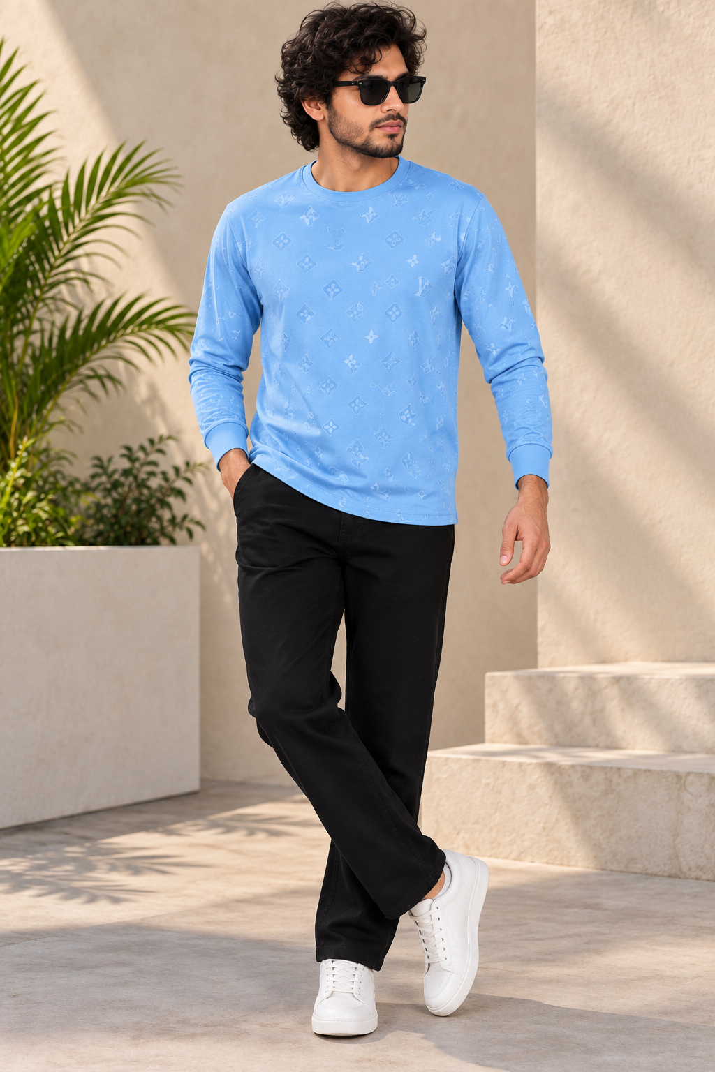 Daily Luxe Light Blue T-Shirt For Men And Kids