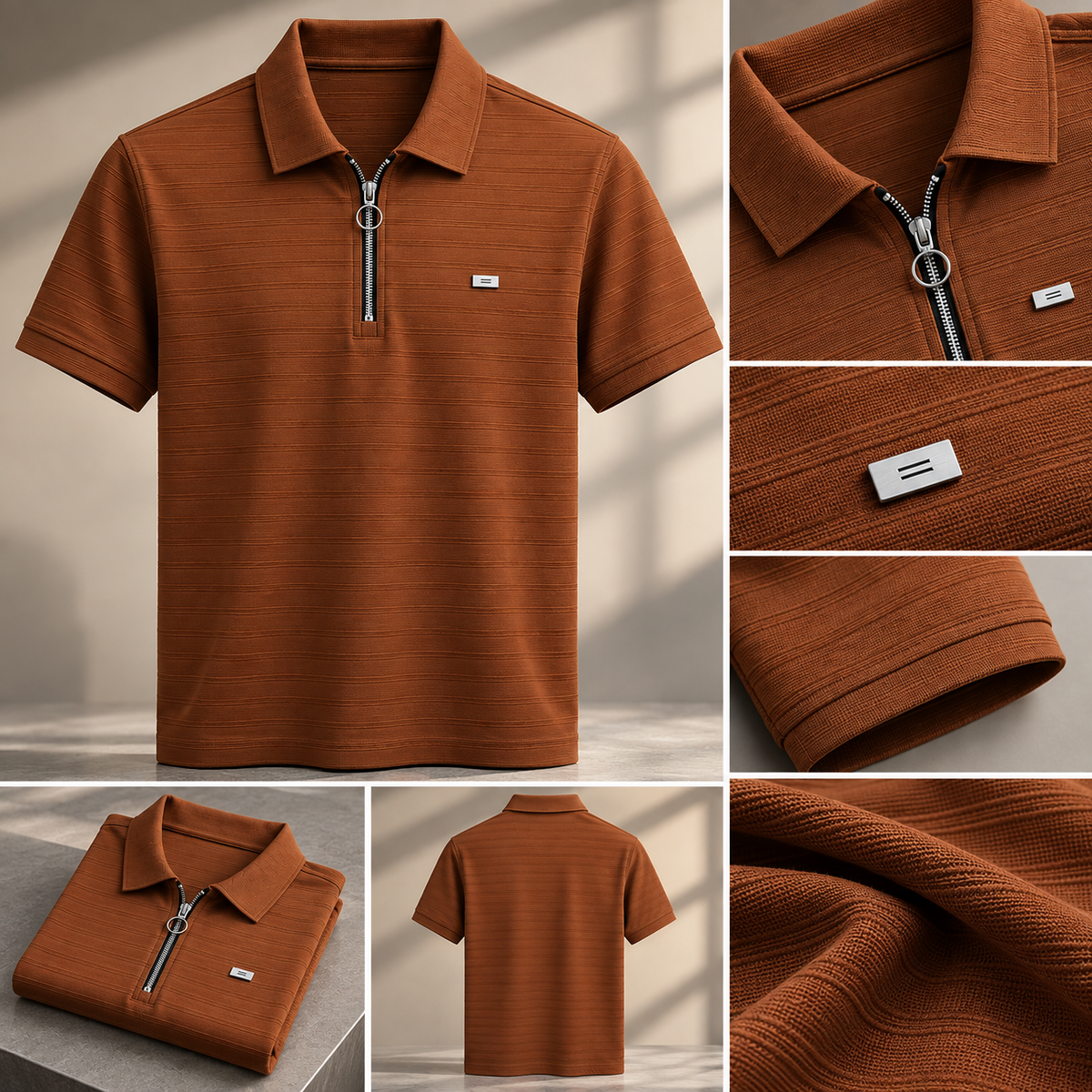 Modern Essential Brown Colour Tee For Men And Kids