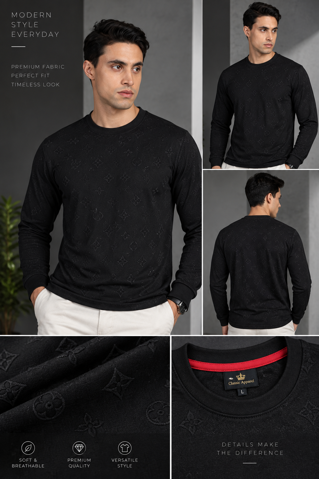 Premium  Iconic Essential Black Tee For Men And Kids