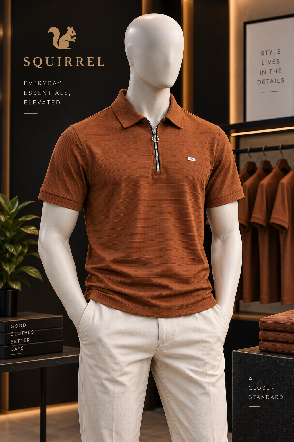Modern Essential Brown Colour Tee For Men And Kids