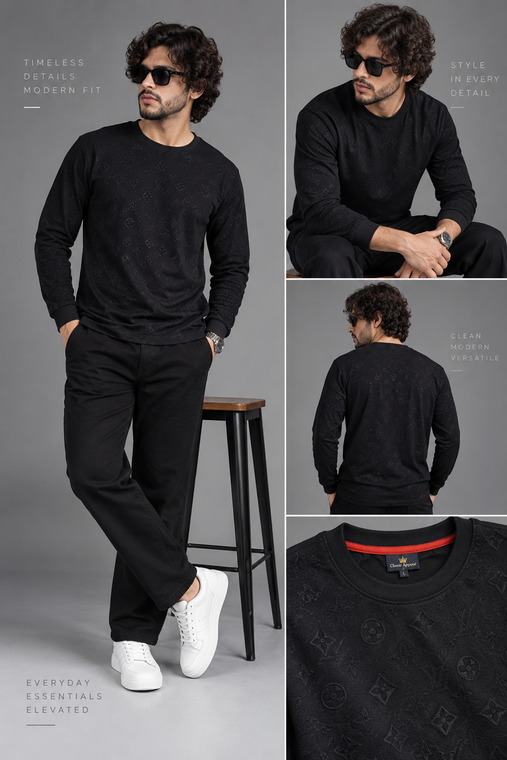 Premium  Iconic Essential Black Tee For Men And Kids