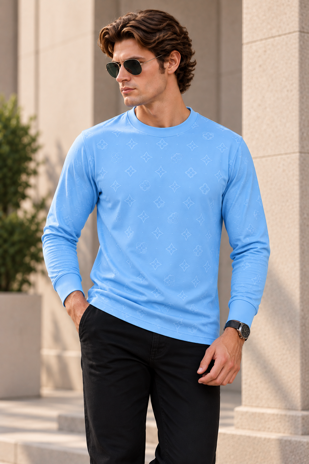 Daily Luxe Light Blue T-Shirt For Men And Kids
