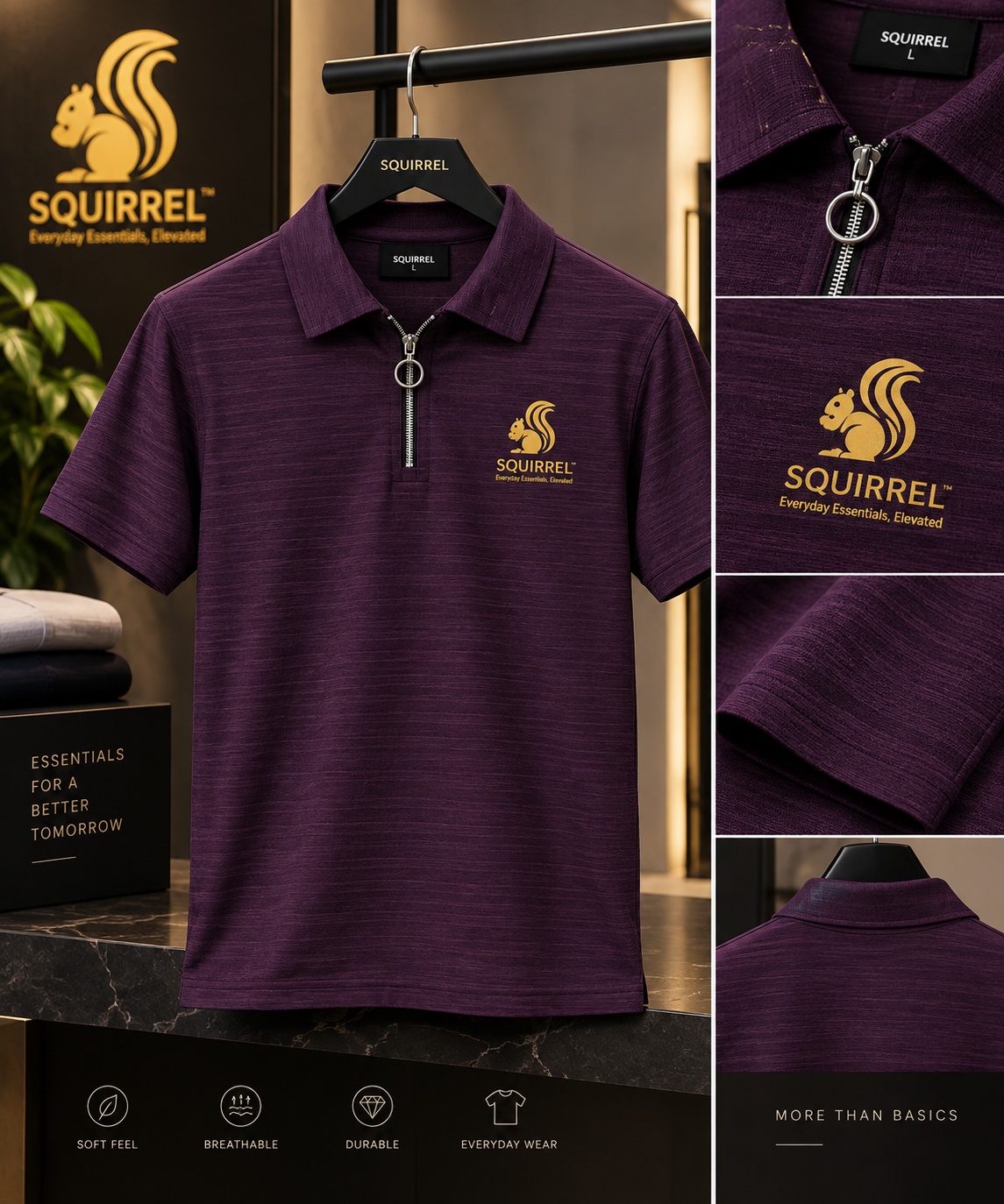 SQUIRREL Signature Fit Tee For Men And Kids