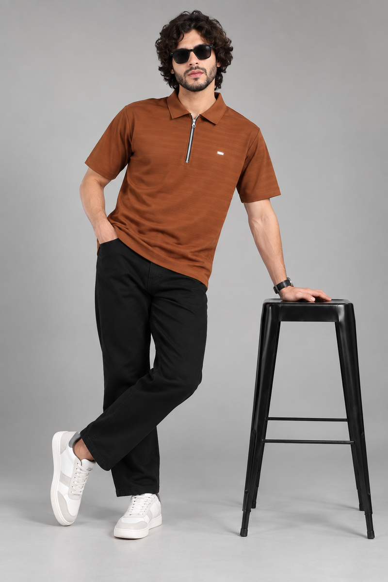 Modern Essential Brown Colour Tee For Men And Kids