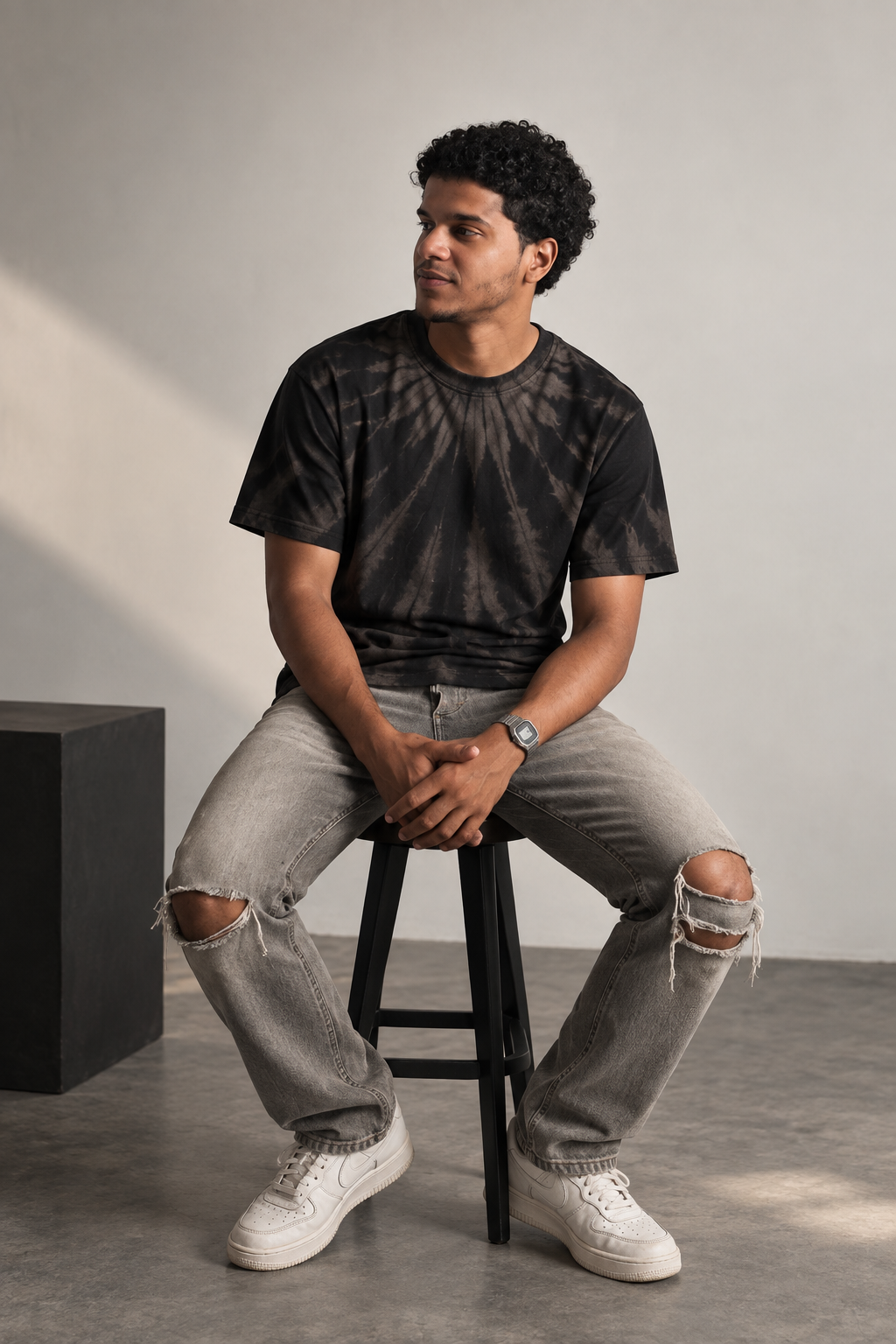 Acid Wash Premium Brown Colour Tee For Men And Kids