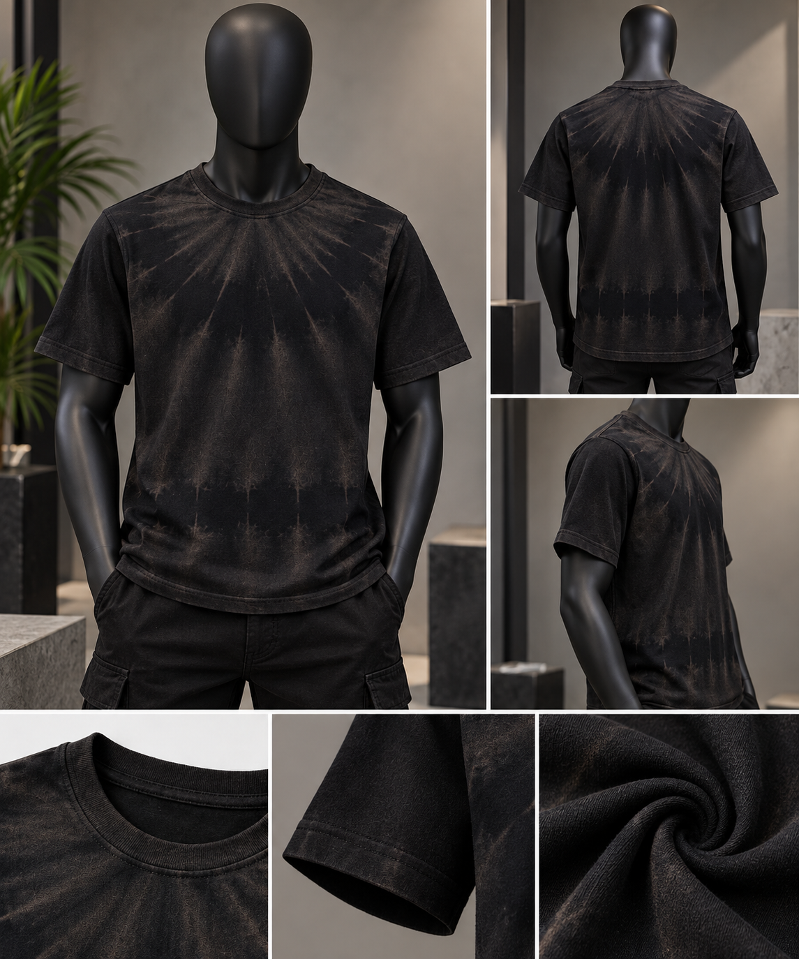 Acid Wash Premium Brown Colour Tee For Men And Kids