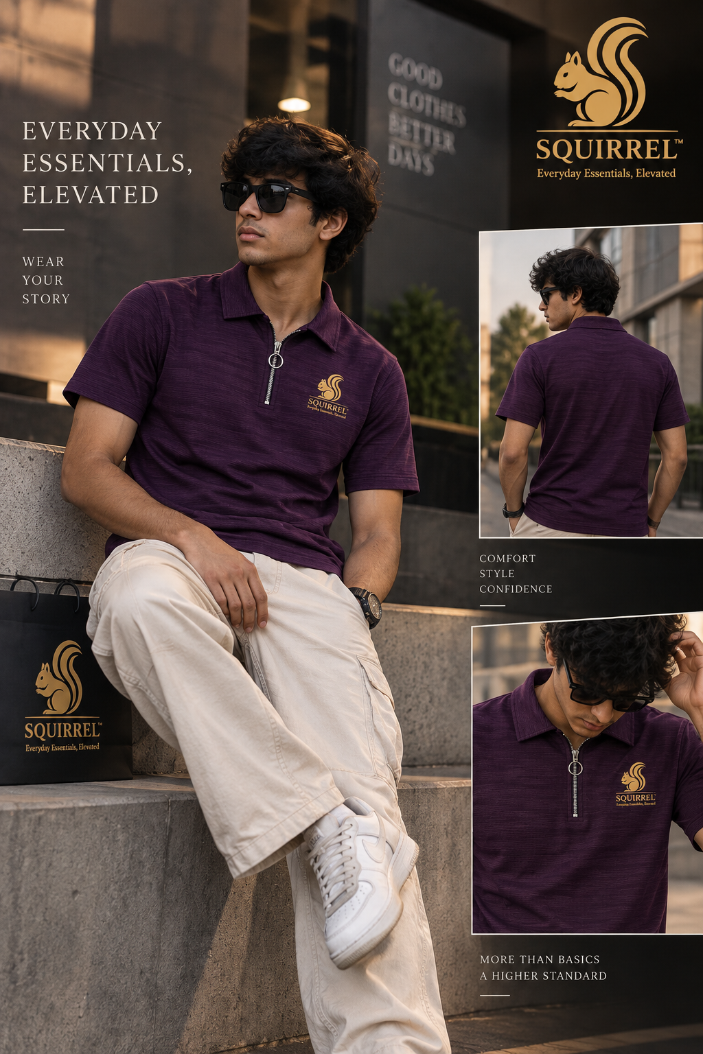 SQUIRREL Signature Fit Tee For Men And Kids